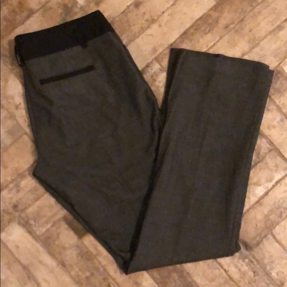 Dark gray work pants w/ blk trim waist and pockets